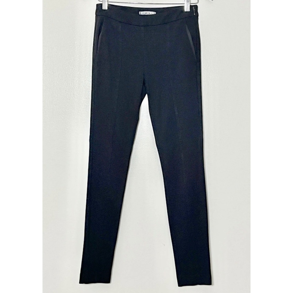 Cabi Dress Pants Womens 2 Black Ponte Knit Tapered Side Zip Trousers Stretch